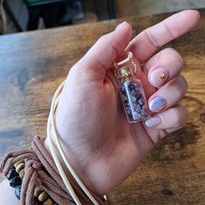 Amethyst crystal jar necklace